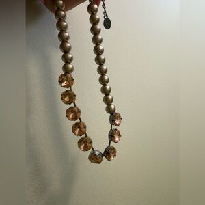 Elegant Pink silver pearl rustic gold Beaded Necklace